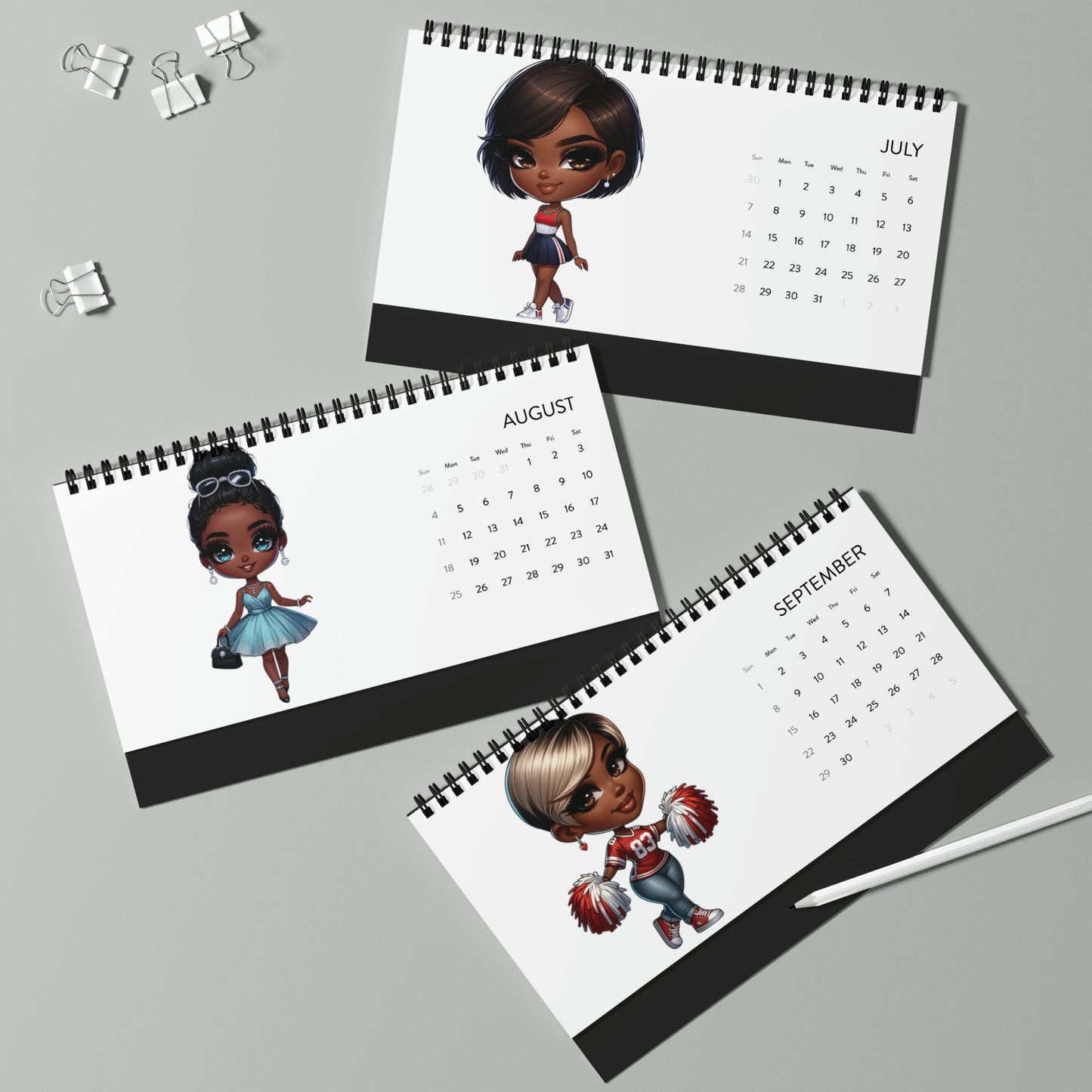 2024 Chibi Fashionista Desktop Calendar
