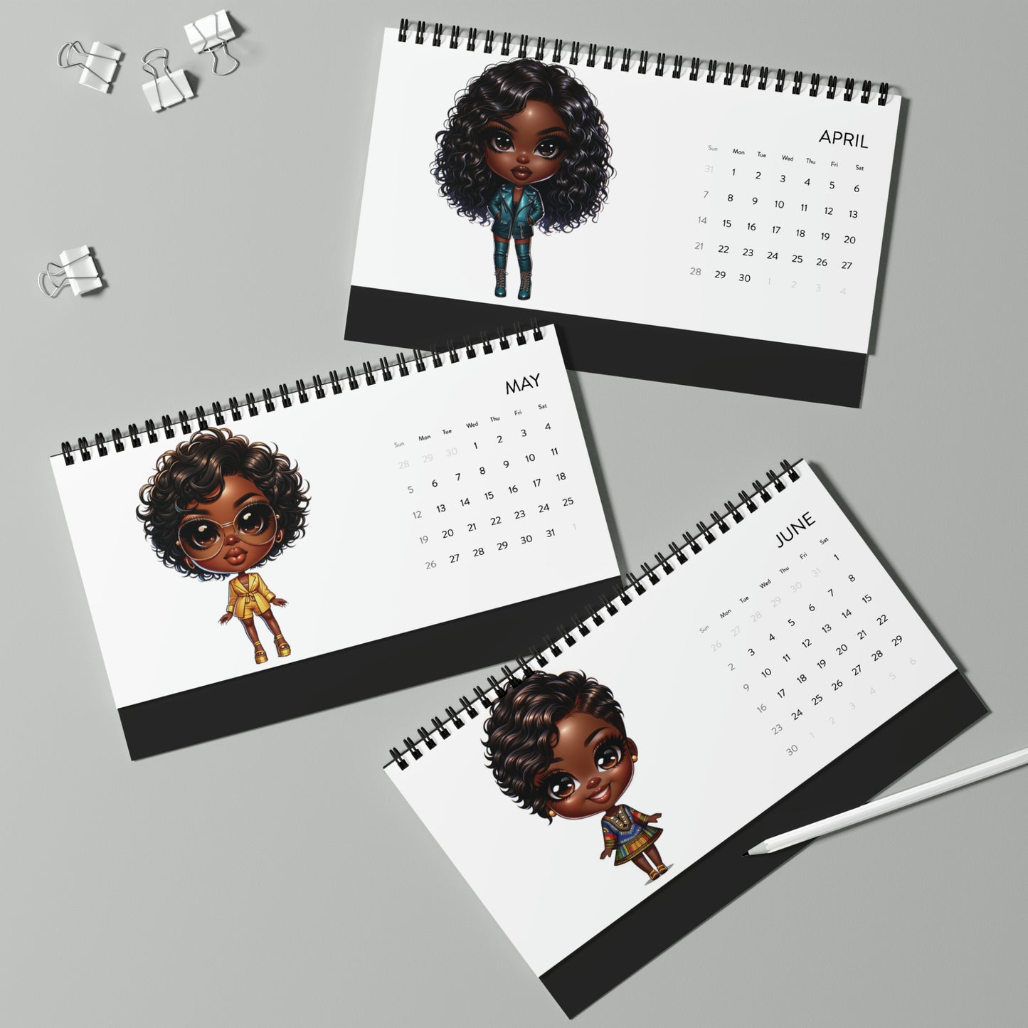 2024 Chibi Fashionista Desktop Calendar