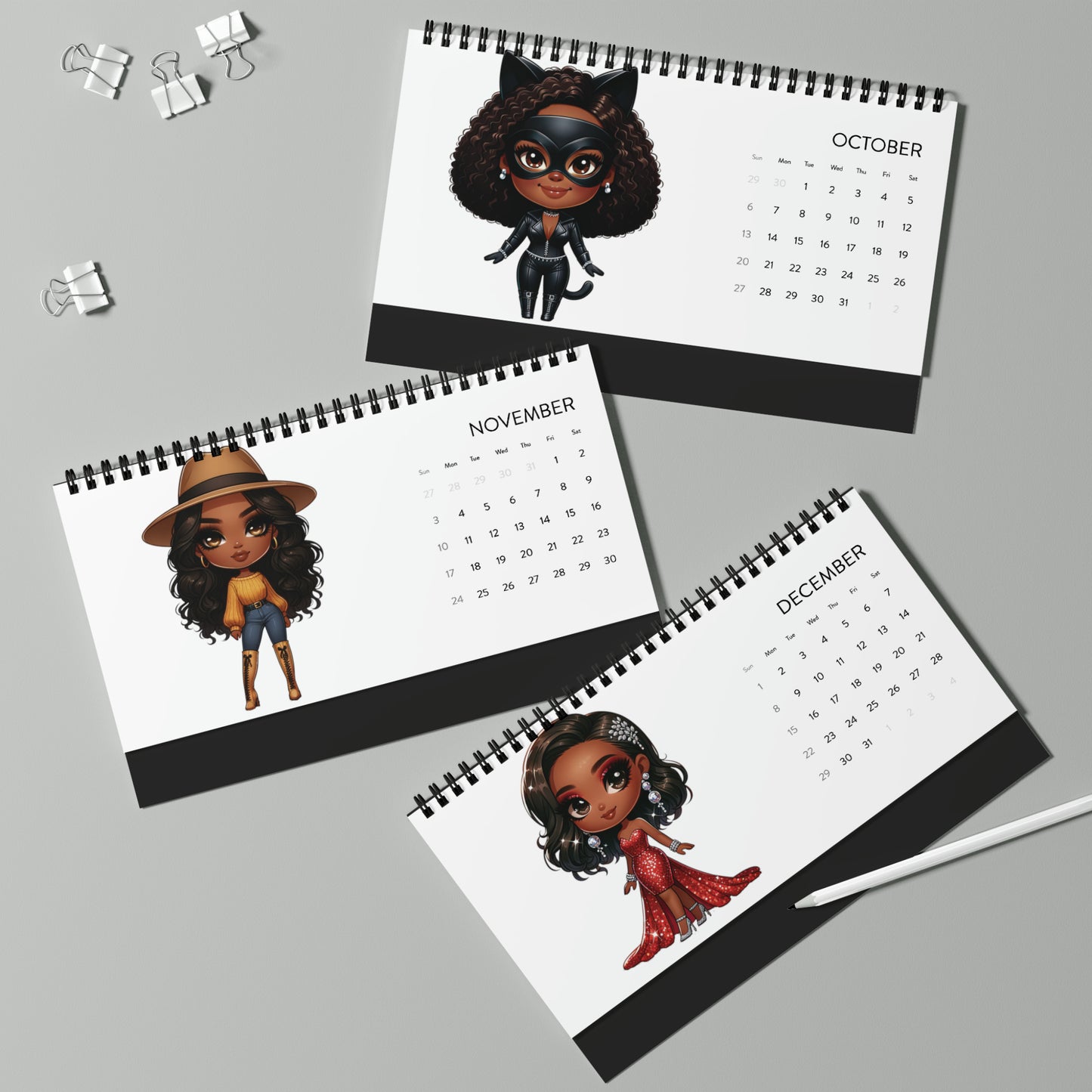 2024 Chibi Fashionista Desktop Calendar